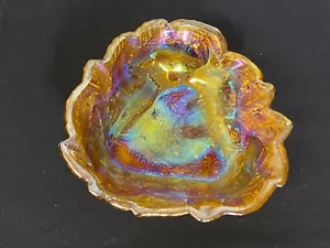 Piatto caramelle vetro carnevale vintage triangolo mirtillo oro ciotola ambra - Foto 1 di 5