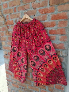 Red Palazzo Pant/ Trousers, Wide leg, Maxi Pants. Hippie Cotton Pant Women - Picture 1 of 3