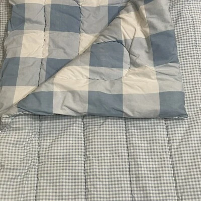 Blue White Gingham Plaid Check Twin Comforter Ralph Lauren? Pottery Barn? - Image 1 of 4
