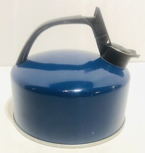 Vtg Regal Ware Singing Whistling Tea Kettle Pot Aluminum Blue Made in USA Euc 