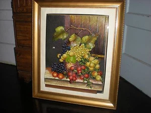 still life fruits decor in frame on board - Picture 1 of 5