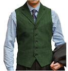 Aged Mens Waistcoat Tweed Herringbone Retro Vintage Vest For Men 42 44 46 48 50