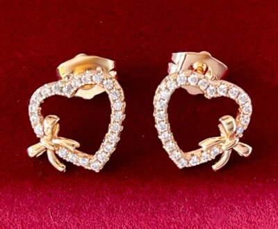 Luxus Herz Ohrringe Ohrstecker Zirkonia 750er Gold 18K vergoldet Geschenk - Bild 1 von 4