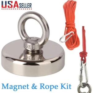 Salvage Strong Recovery Magnet & Rope Neodymium Treasure Metal Hunting Fishing - Picture 1 of 18