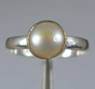 Anillo Natural Tahití Blanco Mar del Sur Perla 5.55 Ct Redondo Piedras Gemas Regalo Año Nuevo Foto 1 de 4