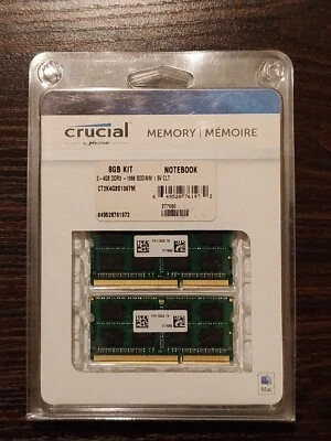 NIB Crucial by Micron Apple Mac Compatible Memory 8 GB (4GB x 2) Kit  - Image 1 of 3