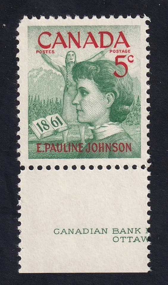 Canada 1961 Pauline Johnson 100th Anniversary, MNH sc#392  [inscrip'n selvedge] - Image 1 of 1