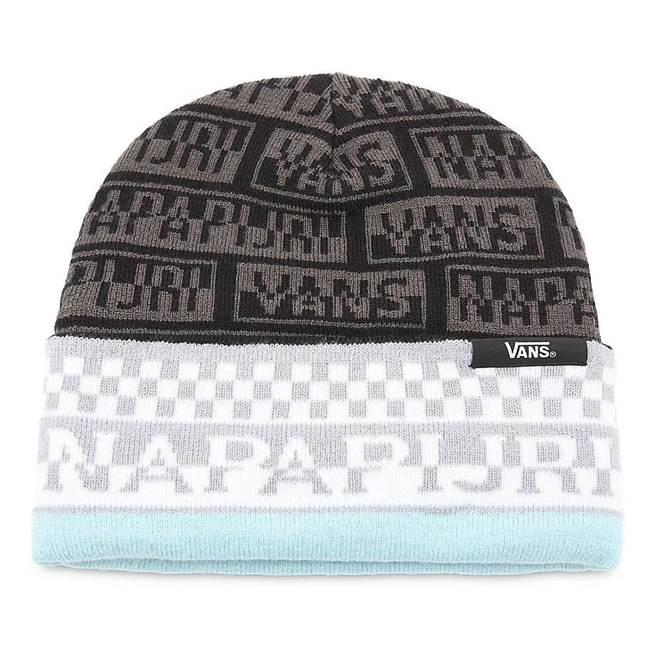 Vans Napapijri Gorro Tejido Puño Alto Lana Unisex Negro/Gris/Turquesa Nuevo con Etiquetas Foto 1 de 4
