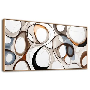Framed Wall decor for Living Room Brown Abstract Canvas Wall Art - Kitchen & ... - Picture 1 of 8