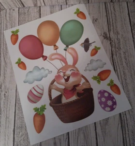 Easter Bunny Window Clings 6 Large Sheets Double Sided Easter Window Stickers - Picture 1 of 7