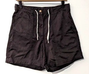 Cascade Blues Women’s Elastic High Waist Drawstring Shorts Sz S Black Cotton EUC - Picture 1 of 6