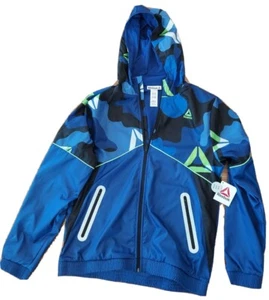 Reebok Jacket Boys S(6/7)/M(8)/XL (14/16) Blue/Black Windbreaker Full Zip - Picture 1 of 11