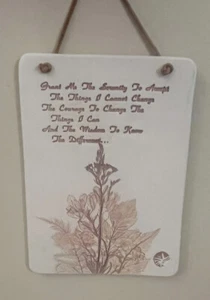 Plaque God Grant Me the Serenity Prayer Slate Stone Wall Hanging Leather Hanger - Picture 1 of 6