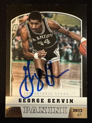 Tarjeta firmada por Panini George Gervin 2012-13 n.º 185 Spurs autógrafo automático patio Foto 1 de 2
