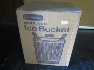 Vintage Rubbermaid Faux Walnuss Holz Maserung Fass Kunststoff Eiskübel isoliert - Bild 1 von 9