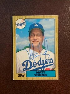 Matt Young Signed Autographed 1987 Topps Card MLB Baseball Authentic LA Dodgers - Bild 1 von 1
