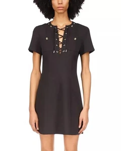 MICHAEL Michael Kors Womens Lace Up Mod Dress Size 14 Black - Picture 1 of 3