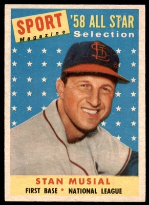 1958 Topps Set Break Stan Musial All Star #476 QUASE PERFEITO-PERFEITO ou MELHOR - Imagem 1 de 2