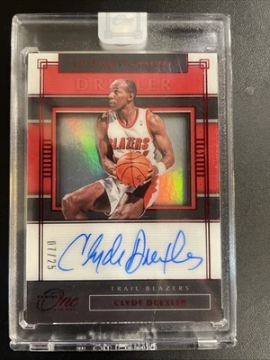 2019-20 Panini One and One First-Team Signatures Clyde Drexler On Card Auto /25 - Image 1 of 2
