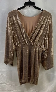 Guess Women's Powder Rose Sequin Longsleeve Reversible Tiana Dress Size Med NWT - Picture 1 of 6