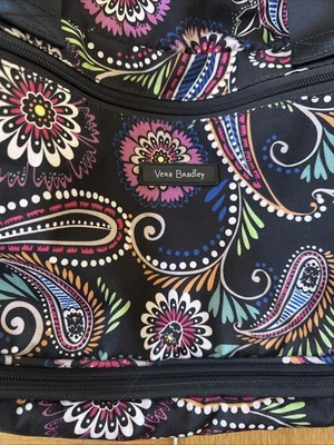 Vera Bradley Grand Traveler Rolling Duffle Carry On Suitcase Black Paisley  22” - Image 1 of 4