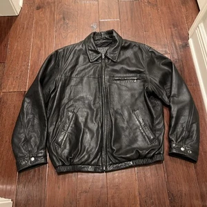 Vintage Men’s American Classic Bomber Leather Jacket Black sz Medium - Picture 1 of 15