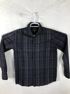 London Fog Hemd Herren Small schwarz grau kariert Slim Fit Button Down Langarm - Bild 1 von 7