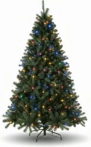 Himimimi 6 Fuß Weihnachtsbaum beleuchtet mit bunten Lichtern, 846 PVC Blätter Spitzen/250 - Bild 1 von 6