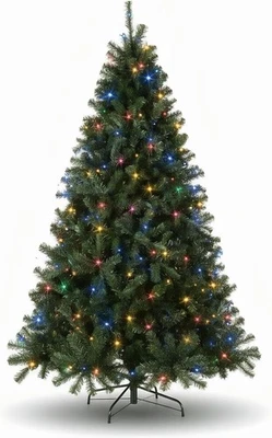 Himimi 6 ft Christmas Tree Prelit with Multicolor Lights, 846 PVC Leave Tips/250 - Image 1 of 4