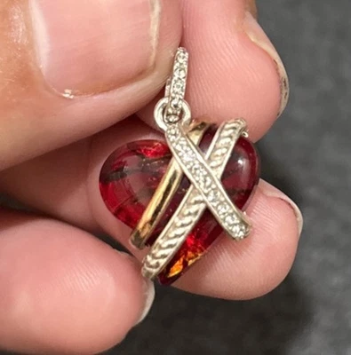 Brighton Rare Neptune’s Rings Sweetheart Red Crystal  Silver Gold Pendant Only - Image 1 of 4