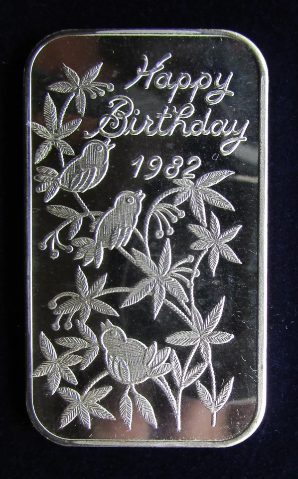 1982 1oz Silver Art Bar Madison Mint "Happy Birthday" - Image 1 of 2