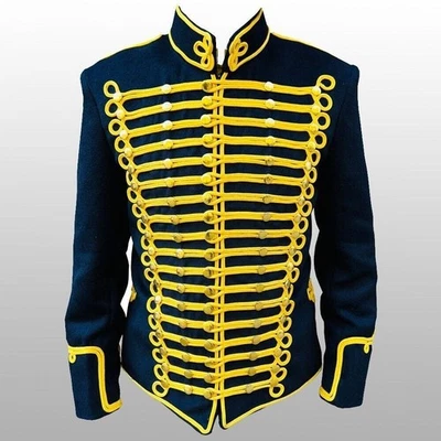 New Navy Blue Hussars Napoleon Jacket Front Heavy Golden Braid Coat - Image 1 of 4