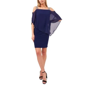 MSK Rhinestone Off-The-Shoulder Shift Dress Midnight Size XL Blue - Picture 1 of 4