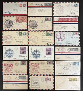 AMERICAN FIRST FLIGHT COVERS - 1920S - 30S - 40s & 50s - 18 STAMPED COVERS - Picture 1 of 20