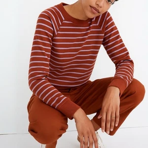 Madewell Damen Luxe Raglan Sweatshirt Orange Gestreift Langarm A1236 Größe M - Bild 1 von 8