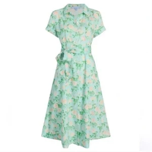 Hill House The Lily Midi in Blue Roses 100% Linen Floral Dress Size Medium - Picture 1 of 11
