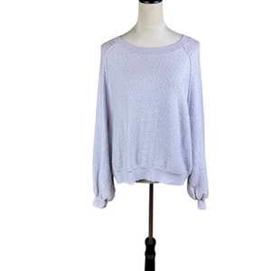 Free People S Lilac Purple Textured Cozy Relaxed Fit Long Sleeve Knit Pullover  - Picture 1 of 11