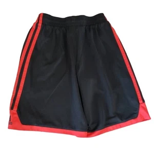 Adidas 3 Stripe Shorts Youth Size Small Basketball Black Red Athletic PE Mesh - Picture 1 of 5