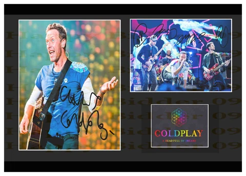 A3 Size Card Mounted Signed COLDPLAY Chris Martin & Will Champion Beautiful Item Cover