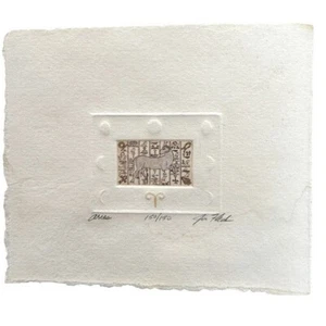 Jan Fleck Radierung Druck Kunst "Widder" Sternzeichen #150/150 signiert ~ Wasserschaden - Bild 1 von 7