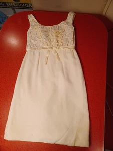 True Vintage Mid-century 1960s Cocktail Dress FLAWS Sequins Empire Waist MCM S - Picture 1 of 12