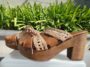 Bed|Stu Crystal Platform Slide Sandal  TAN RUSTIC BONE  Wmn Size US11 EUR42 UK9 - Picture 1 of 12