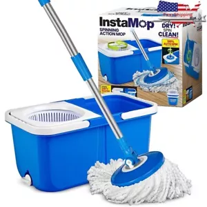 Spin Mop Bucket System Microfiber Head 360 Swivel Hands Free Floor Cleaner New - Picture 1 of 9