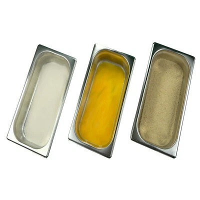 Panierstraße Schnitzelstraße Set aus Edelstahl zum Panieren 32,5x17,5x6,5 3Tlg. - Bild 1 von 3