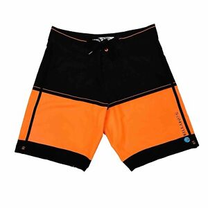 Billabong Platinum X Recycler Board Shorts Size 34 Black Orange PX2 Quad Stretch