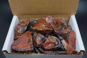 Mahogany Obsidian 1/2 Lb Box Natural Brown Black Crystal Chunks Volcanic Glass - Picture 1 of 8