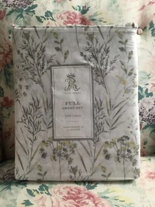 RACHEL ASWELL SHABBY CHIC FULL SHEET SET WHITE/GREY AND YELLOW FLORAL - Picture 1 of 12