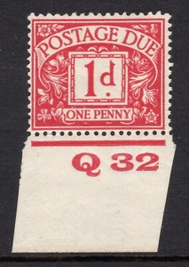 1924 1d CARMINE KGV WMK MOUNTED MINT CONTROL (Q32) SINGLE. SG D11 - Picture 1 of 1