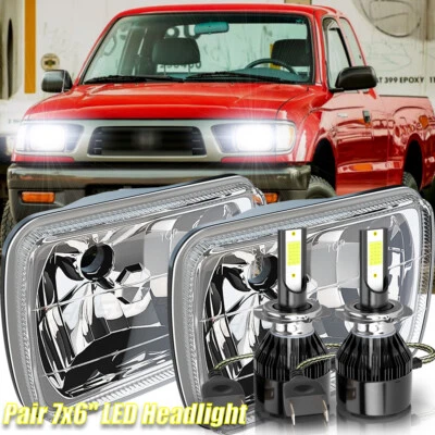 Par de faros Halo LED cuadrados 130W 7x6 pulgadas para Toyota Tacoma 1995 1996 1997 H4 Foto 1 de 4