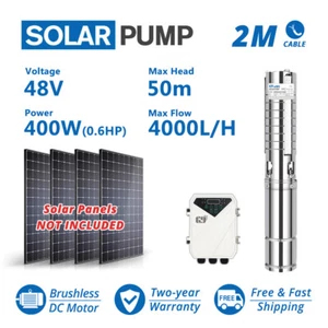 WBS 3" DC Solar Well Water Pump Stainless Steel Submersible Fountain Domestic PV - Picture 1 of 11